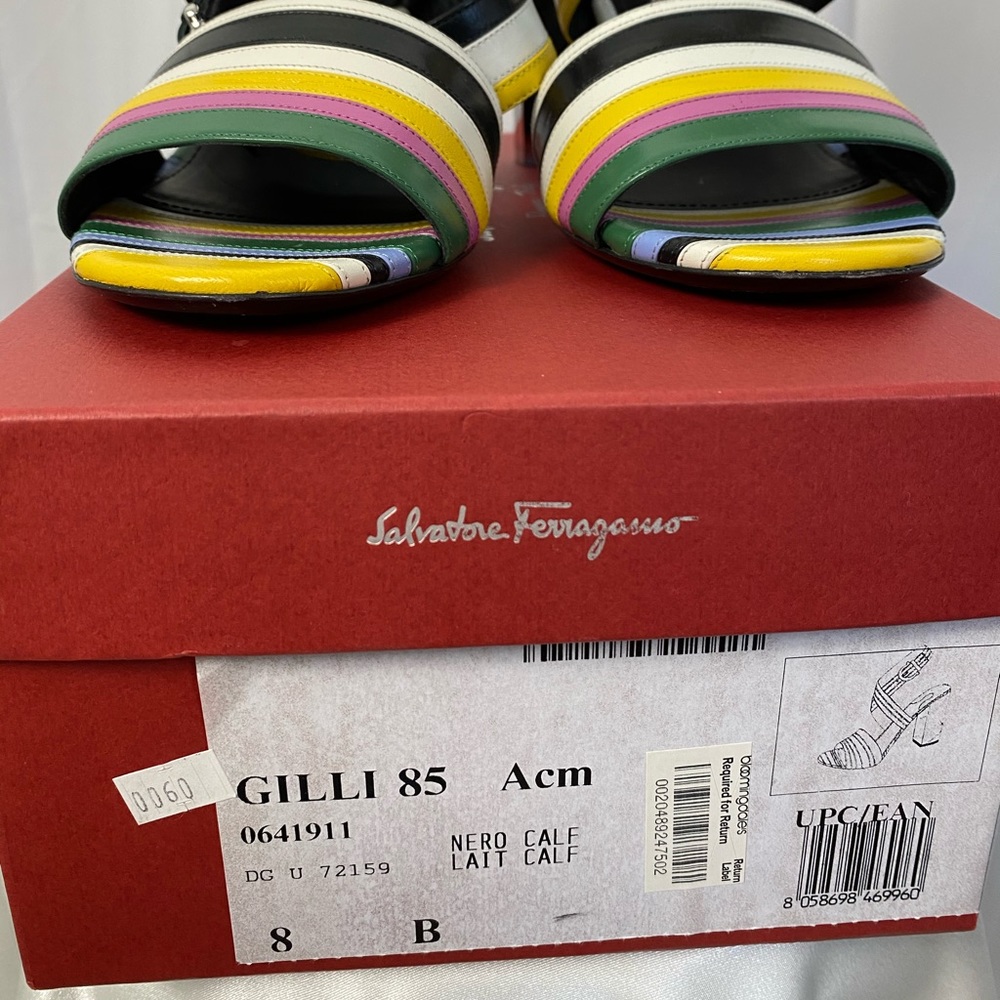 Salvatore Ferragamo Rainbow Strappy Heeled Sandals Women's Size 8 - Picture 6 of 7